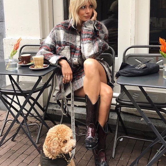 Iro Minksy Plaid Shirt Jacket Coat Xs2 